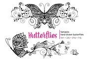 Hand Drawn Butterflies Set