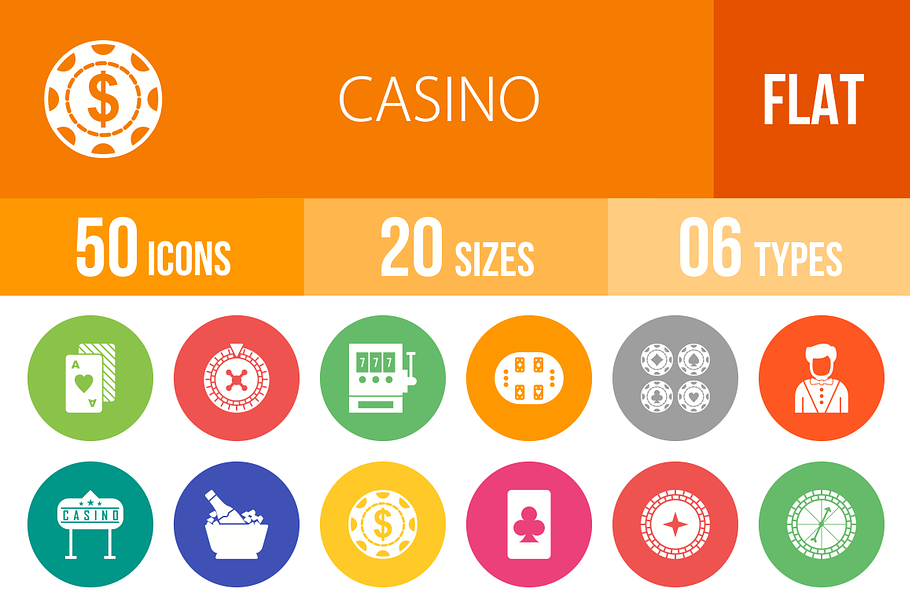 50 Casino Flat Round Icons in Graphics - product preview 8