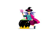 Witch and cauldron