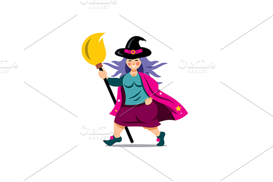 Witch with broomstick in Logo Templates - product preview 8