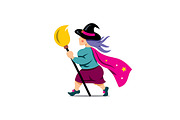Witch with broomstick
