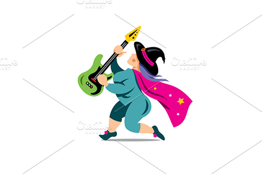 Witch with rock guitar  in Logo Templates - product preview 8