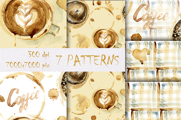 Layered watercolor coffee stains set in Objects - product preview 3