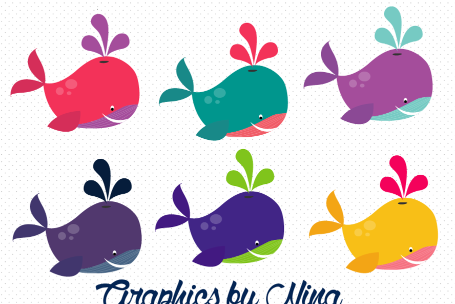 Girly Whales clipart