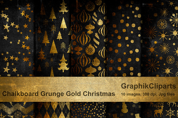 Chalk Grunge Gold Christmas Papers