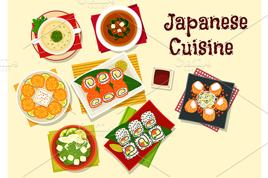 Japanese cuisine menu dishes