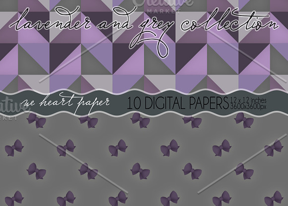Lavender and Grey Digital Papers in Patterns - product preview 1