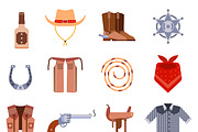 Vector western cowboys icons