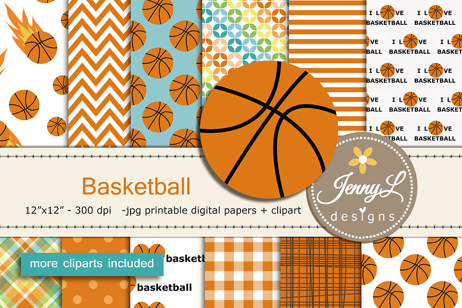 Basketball Digital Papers & Clipart