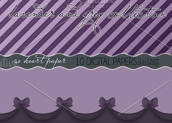 Lavender and Grey Digital Papers in Patterns - product preview 2