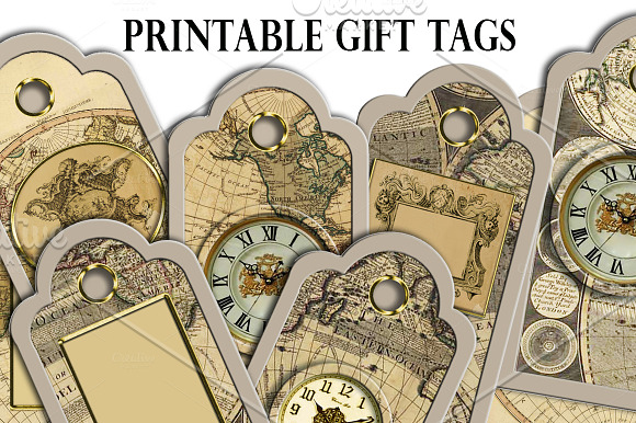 Christmas steampunk printable tags in Card Templates - product preview 1