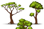 Set of flat stylized trees
