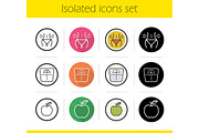 Dieting. 12 icons. Vector