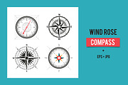 Vintage wind rose compasses set