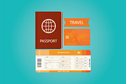 Passport with tickets and card