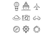 Travel and vacation vector icons set