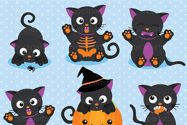 Scaredy Cats Halloween Clipart