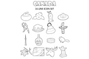 Canada icons set, outline style