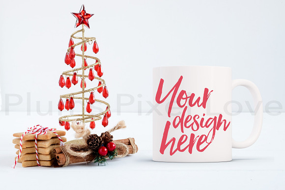 2 Christmas styled stock mug mock up in Product Mockups - product preview 1