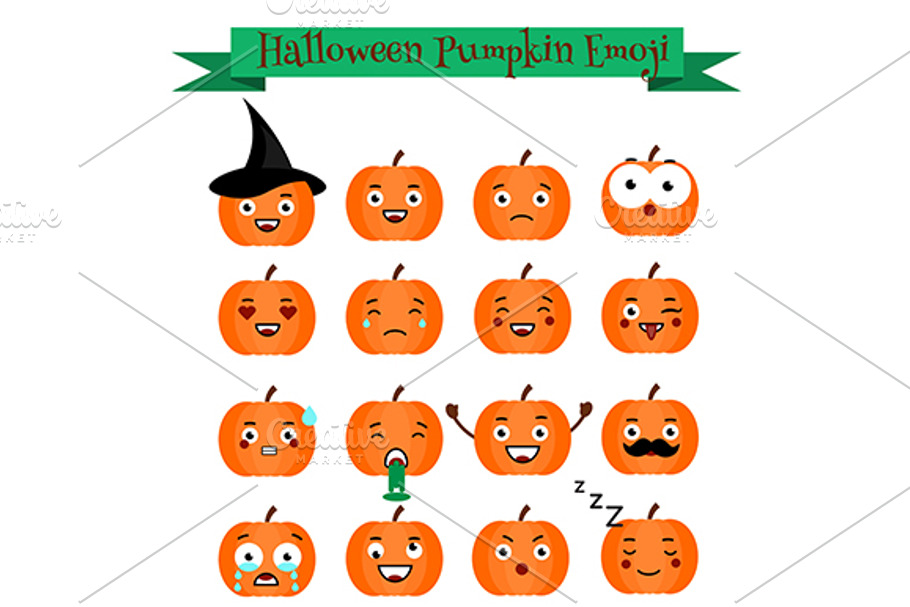Halloween pumpkin vector icons,emoji