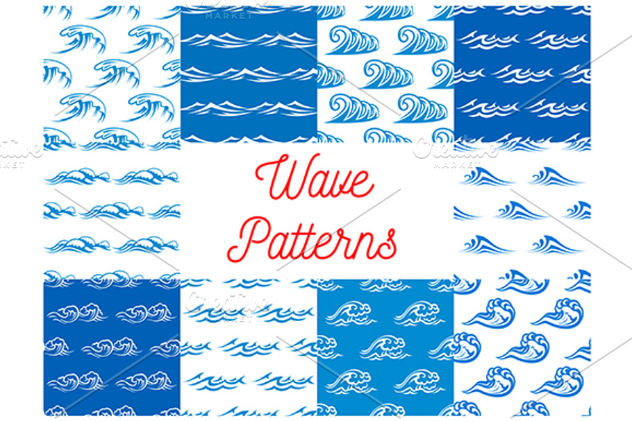 Blue waves seamless pattern