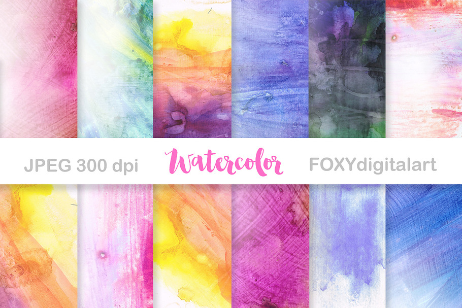 Handpainted Digital Watercolor Paper in Textures - product preview 8