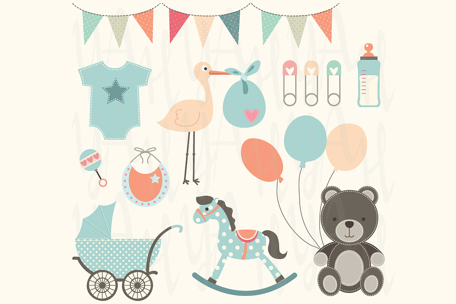 Baby Shower Elements in Illustrations - product preview 8