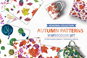 "Watercolor leafs" seamless patterns