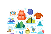 Composition of winter flat icons