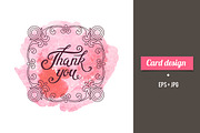 Thank You card design with lettering