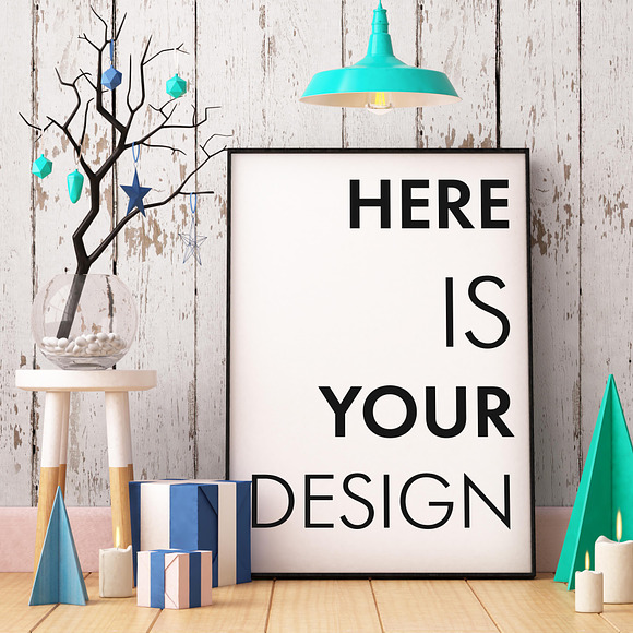 5 Christmas mockups posters in Print Mockups - product preview 1