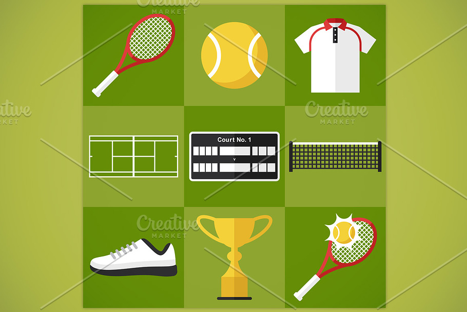 Tennis icons in Objects - product preview 8