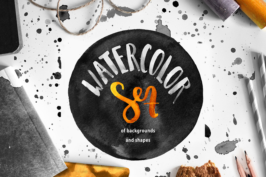 Watercolor backgrounds and shapes in Objects - product preview 8