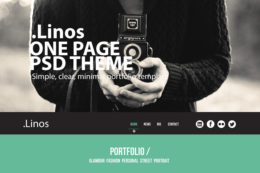 Linos - One Page Portfolio Psd Theme in Landing Page Templates - product preview 8