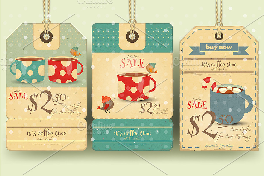 Coffee Tags Set in Illustrations - product preview 8