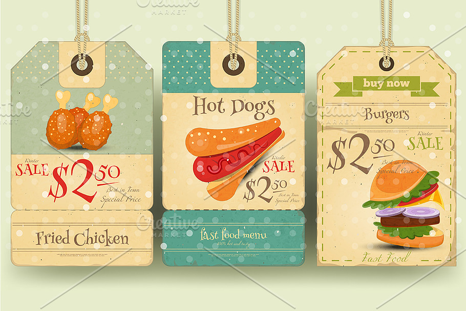 Fast Food Tags Price in Illustrations - product preview 8
