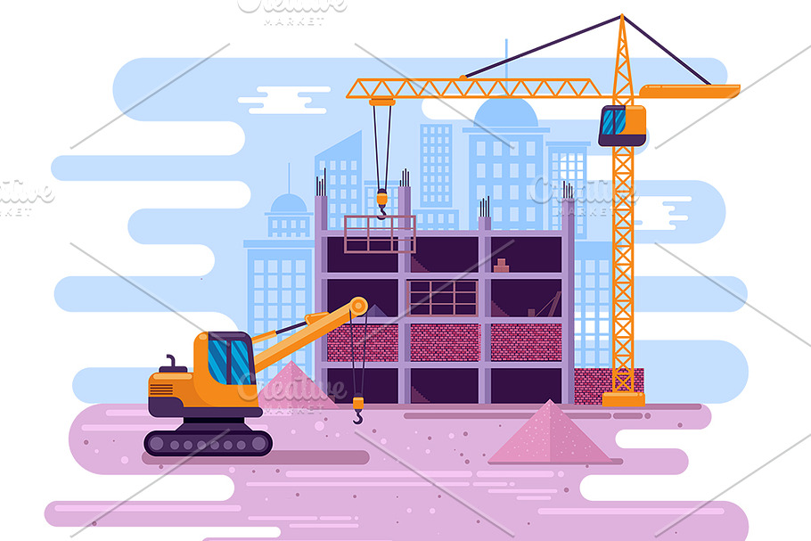Construction site in Illustrations - product preview 8