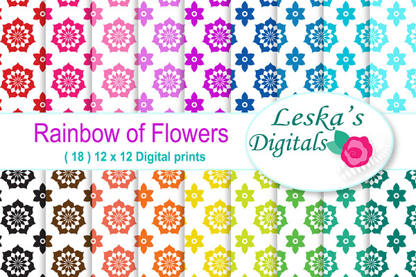 Rainbow Floral Digital Paper