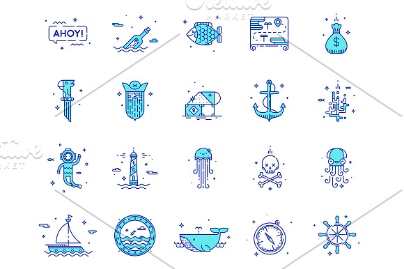Set of cute nautical icons in Cute Icons - product preview 1