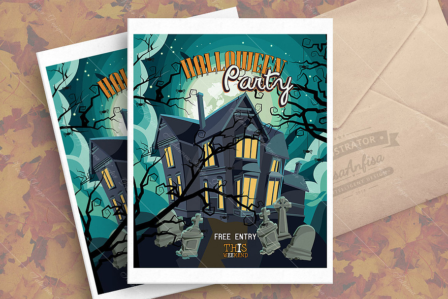Halloween vector greeting card in Illustrations - product preview 8