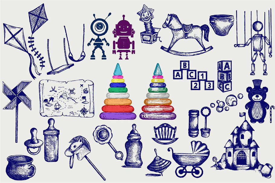Set of children's objects