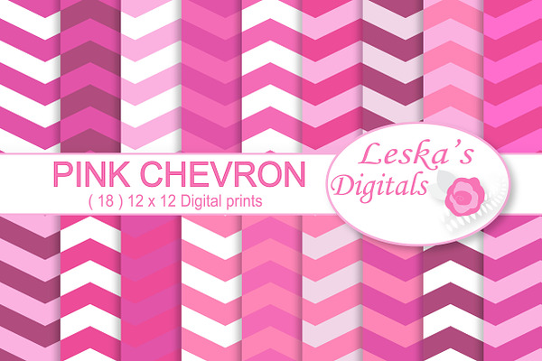 Pink Chevron Digital Paper Pack