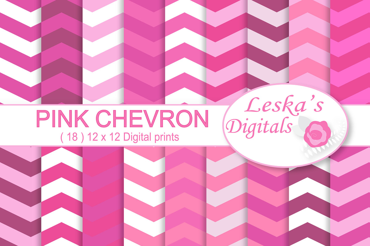 Pink Chevron Digital Paper Pack in Patterns - product preview 8