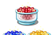 Red, blue and yellow balls