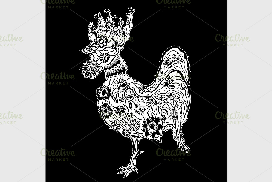 floral ornate rooster in Graphics - product preview 8