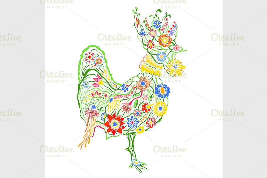 floral ornate rooster in Graphics - product preview 8