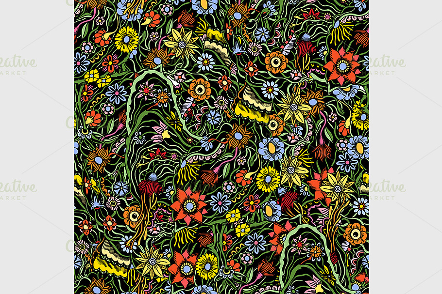 pattern with garden flowers in Graphics - product preview 8
