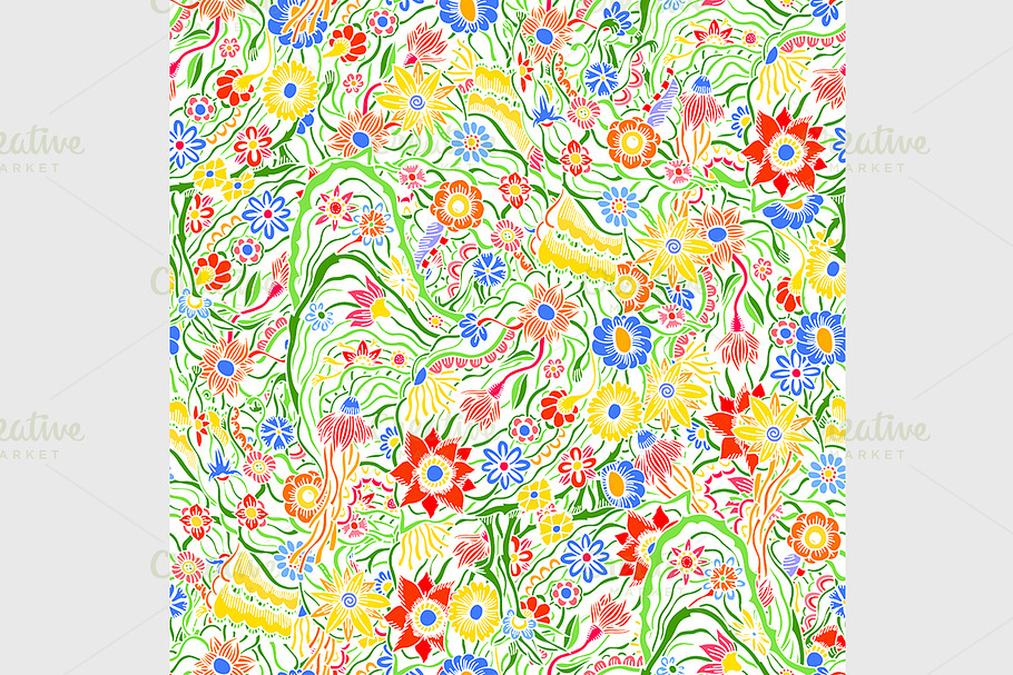 pattern with garden flowers in Graphics - product preview 8