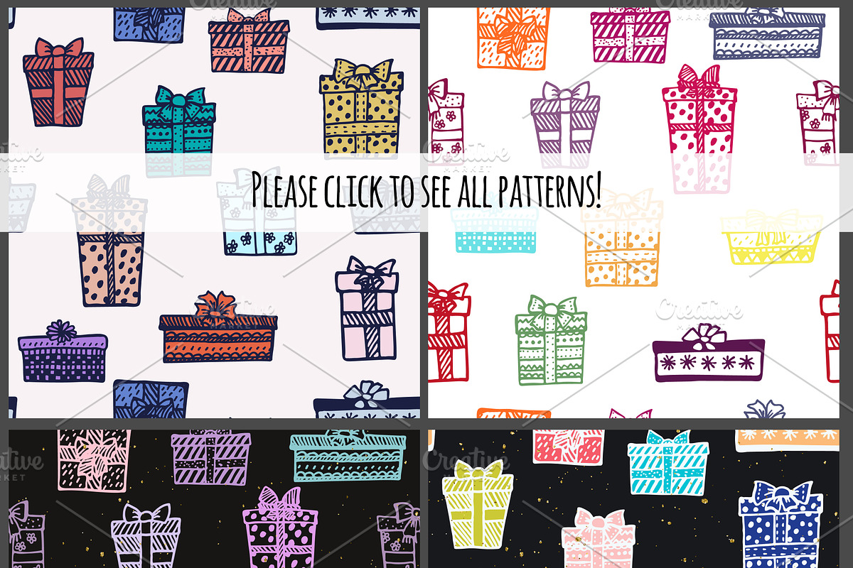 Doodle gift boxes set + 8 patterns in Illustrations - product preview 8