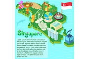 Singapore map, cartoon style